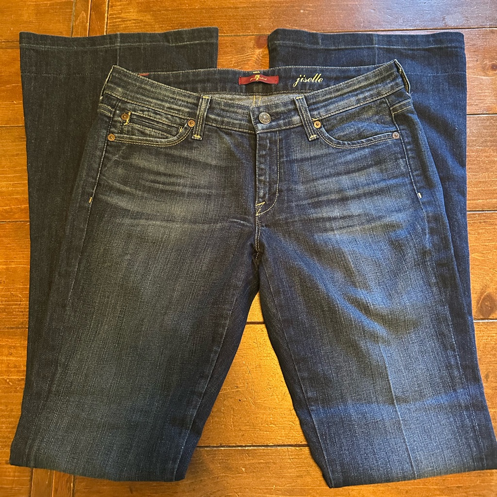 7 For All Mankind Jiselle Blue Denim Flare Jeans